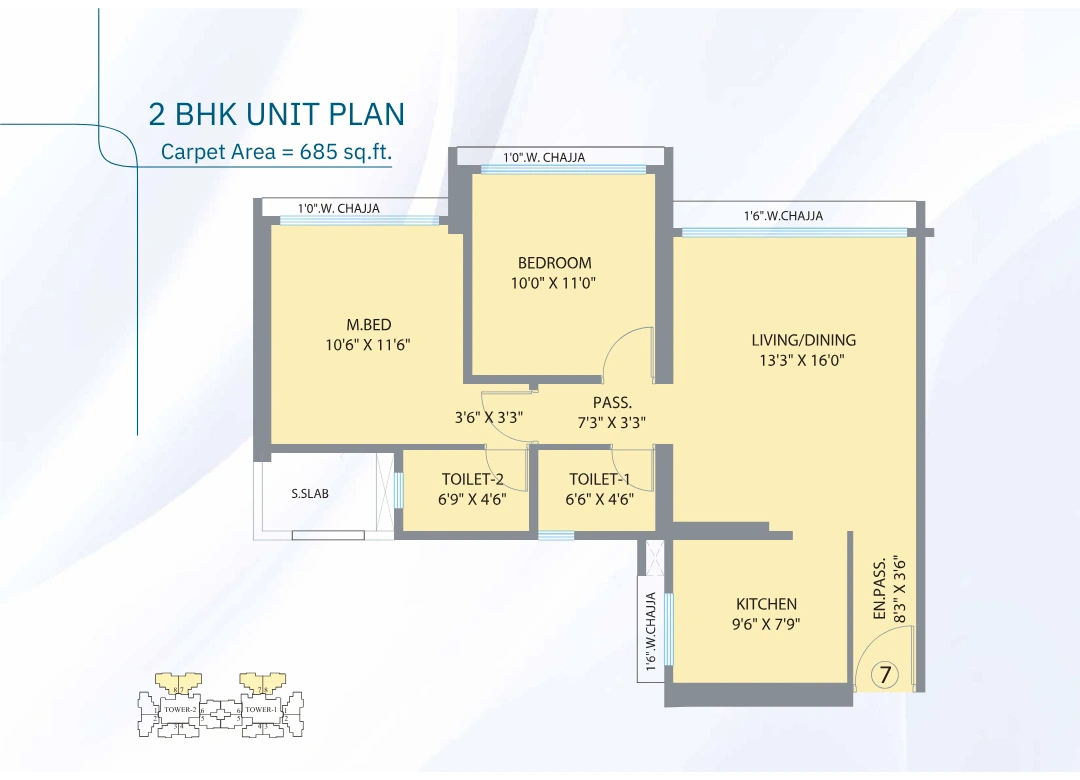 Westcenter Kandivali 2 bhk floorplan